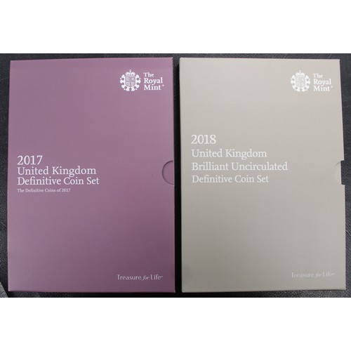 257 - 2017 & 2018 Brilliant uncirculated definitive coin sets each with 6-coins making up the Royal Sh... 