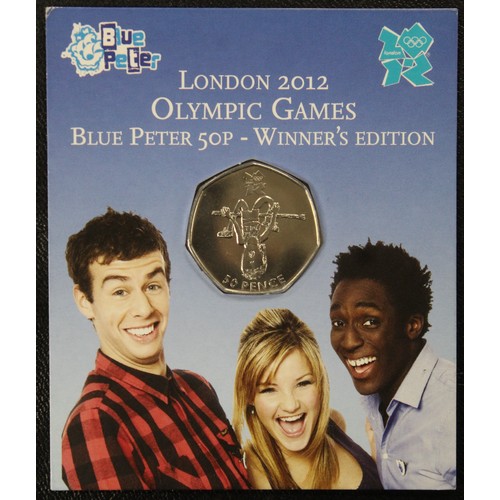 215 - 2009 Blue Peter Olympic 50p in original card of issue. Highly desirable coin, minted in celebration ... 