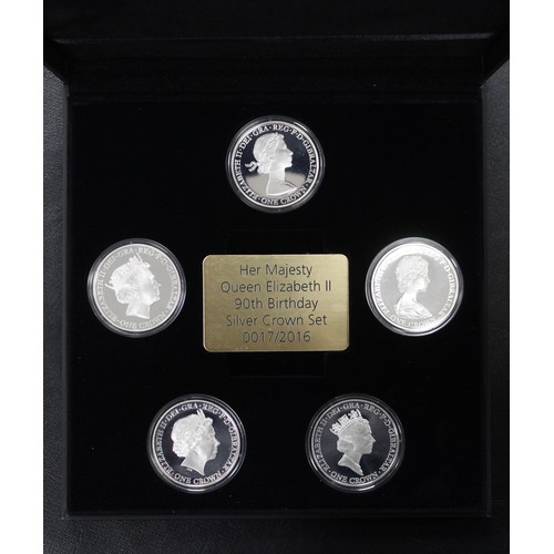 290 - Gibraltar 2016 5-coin crown set celebrating the 90th Birthday of Queen Elizabeth II. The set compris... 