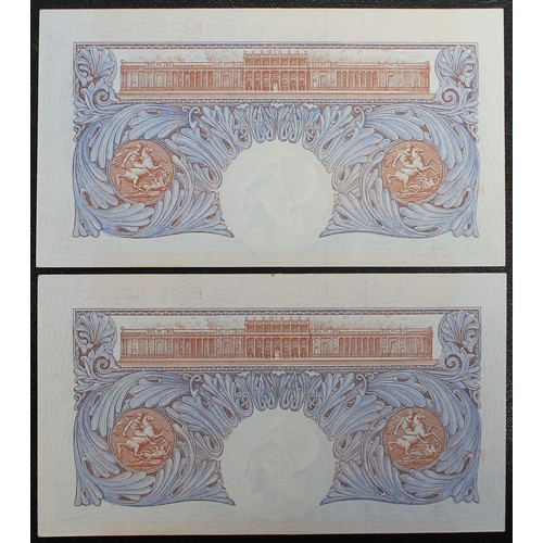 13 - Bank of England blue/pink emergency issue £1 notes (2, serial number pair), K.O. Peppiatt, B249. S/N... 