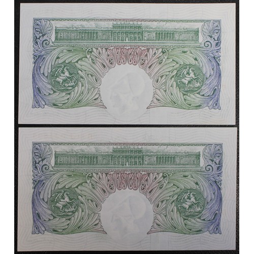 18 - Bank of England green £1 notes (2, serial number pair), P.S. Beale, B268. S/N D11J 325893 & D11J... 