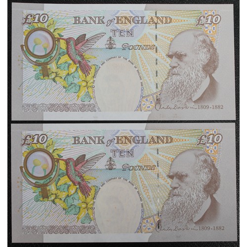 33 - Bank of England £10 notes (2, serial number pair), M.V. Lowther, B390, S/N BJ14 928899 & BJ14 92... 