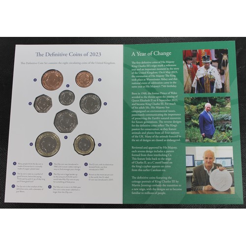 262 - 2023 Brilliant uncirculated definitive coin set, Charles III. The first official year set of the new... 