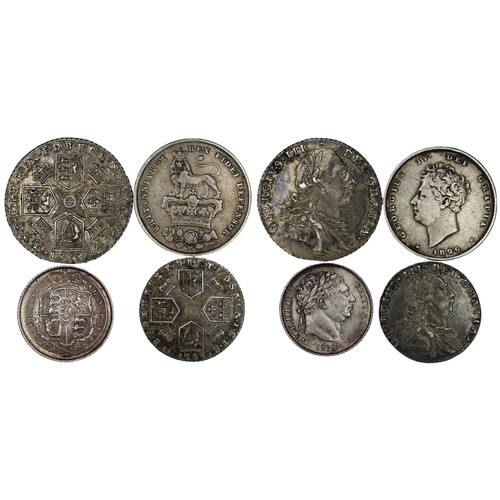 326 - An small set of shillings and sixpence (4) comprising 1787 shilling, 1787 sixpence, 1819 sixpence &a... 