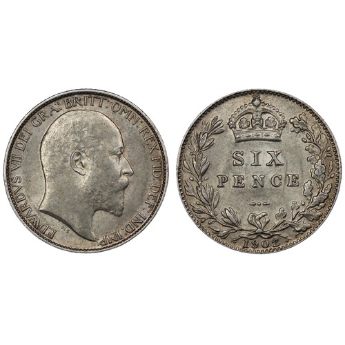 71 - 1902 Sixpence, NGC MS61, Edward VII. Obv. Bare head facing right, Rev. crowned mark of value. Lightl... 