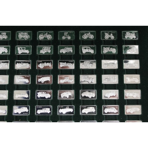 284 - The 100 Greatest Cars miniature silver collection by John Pinches. Each ingot weighing 1.6g and depi... 