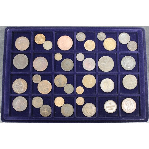 344 - An assorted collection of UK & world copper & bronze coins (36). Predominantly 19th century ... 