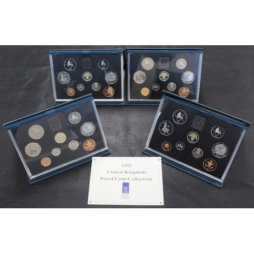 275 - Royal Mint proof sets (4), all 1992 to include the dual-date EEC 50p. All coins as struck and comple... 