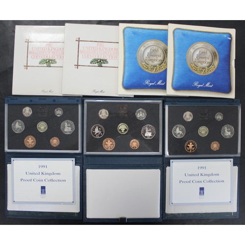 277 - Royal Mint proof and BUNC year sets (7) comprising proof sets of 1987 and 1991 (2), and BUNC sets of... 