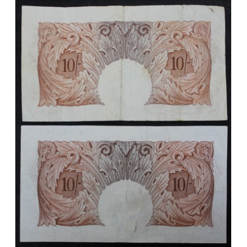 10 - Bank of England red/brown 10 shilling replacement banknotes (2), L.K. O'Brien, B272. S/N 44A 472152 ... 