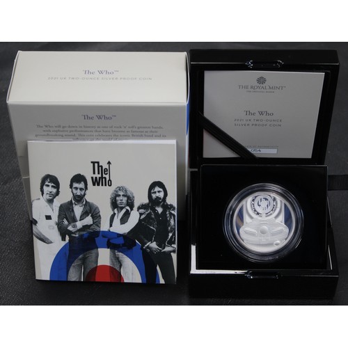 294 - 2021 The Who silver proof 2oz £5, Elizabeth II. Part of the Music Legends series with soundwave effe... 