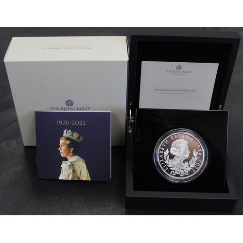 295 - 2022 Silver proof 5oz £10, Charles III. Struck to commemorate the death of the late Queen Elizabeth ... 