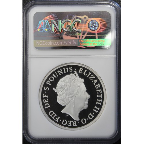 287 - NGC PF69 Ultra Cameo 2021 Silver Proof 2oz Britannia £5, Elizabeth II. Reverse design featuring helm... 