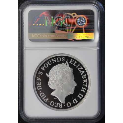 292 - NGC PF70 Ultra Cameo 2021 2oz silver proof Queen's Beasts Completer, Elizabeth II. The final instalm... 