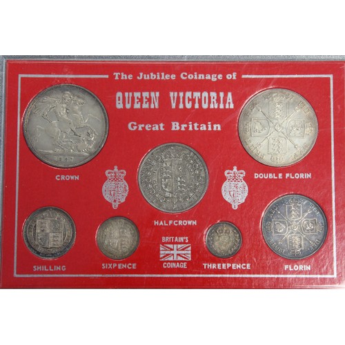 226 - 1887 silver coin year set, Victoria Jubilee head, comprising crown to threepence. Most with signs of... 