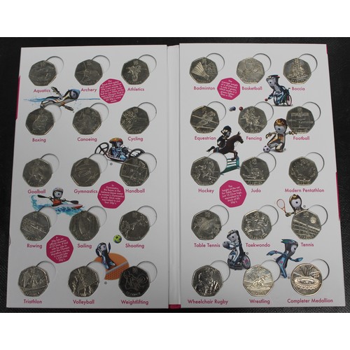 235 - 2012 London Olympics 50p collection including completer medal. Presented in official Royal Mint Lond... 