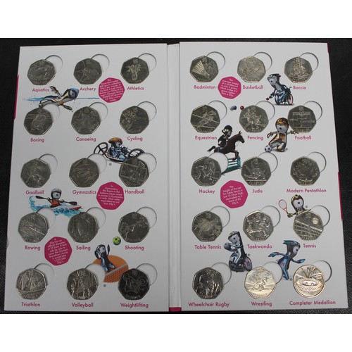 236 - 2012 London Olympics 50p collection including completer medal. Presented in official Royal Mint Lond... 