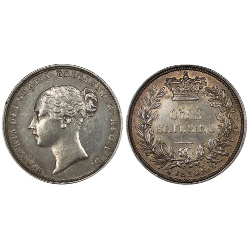 110 - 1838 Shilling, Victoria. Obv. first young head with W.W. raised on truncation. A few light contact m... 