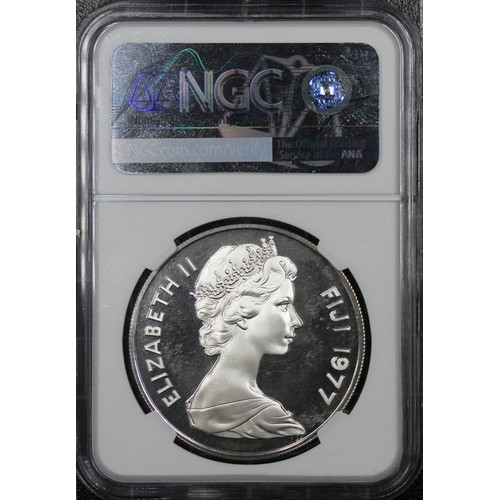 306 - Fiji, NGC PF67 Ultra Cameo 1977 Silver proof $10, Elizabeth II. Struck to commemorate the silver Jub... 