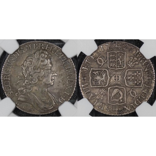 92 - 1724 WCC Shilling, George I. Obv. Second bust with W.C.C. below, Rev. with plumes and interlocked C'... 