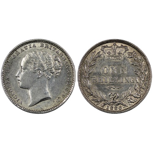 129 - 1886 Shilling, Victoria. Obv. fourth young head, Rev. 1d with short line below denomination. Once cl... 