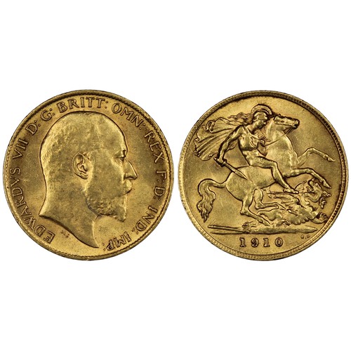 187 - 1910 Half sovereign, Edward VII. Reverse B with B.P. in exergue. VF or better. [Marsh 513, S.3974B]... 