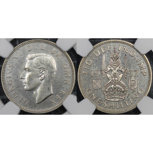 152 - 1937 Proof shilling, NGC PF64, George VI. Scottish reverse. Much as struck, UNC. [ESC 1453, Bull 415... 