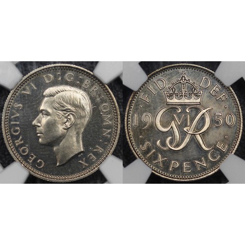 74 - 1950 Proof sixpence, NGC PF66, George VI. A choice example without the usual ribbon toning. Choice U... 