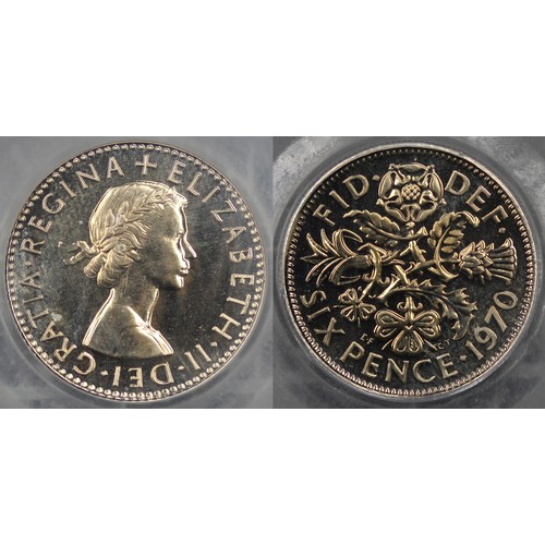 76 - 1970 Sixpence, CGS 93, Elizabeth II. Soft golden hues, nFDC. [ESC 1838W, Bull 4558, S.4149] ... 