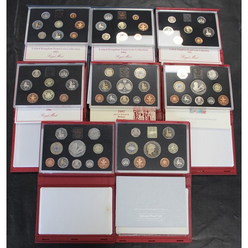 280 - Royal Mint proof sets (8) comprising 1983, 1984, 1985, 1986, 1997, 1998 (2) and 1999. Earlier sets t... 