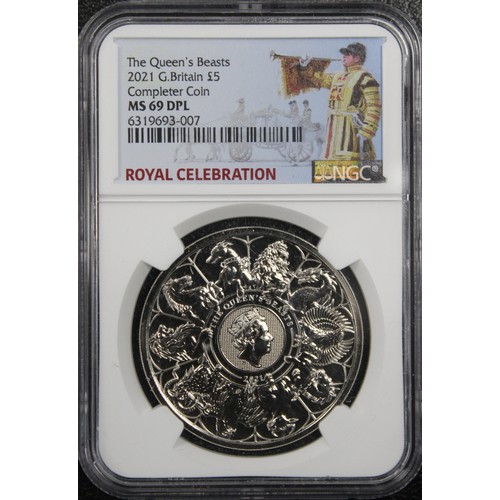 293 - NGC MS69DPL 2021 £5 Queen's Beasts Completer, Elizabeth II. The final instalment of Queen's Beasts s... 