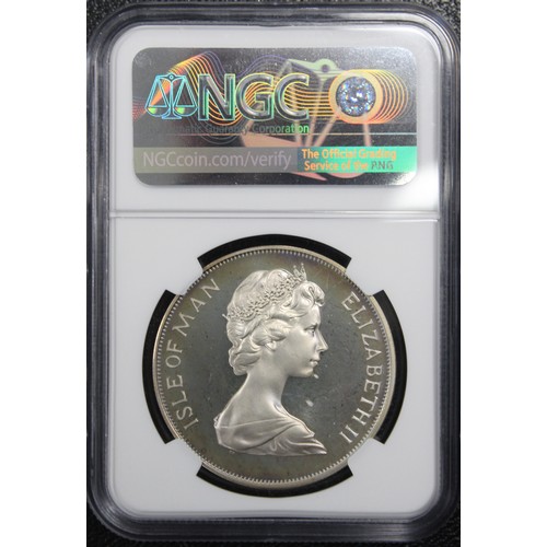 308 - NGC PF66 Ultra Cameo Isle of Man 1977 Silver proof crown, Elizabeth II. Struck to commemorate the Si... 