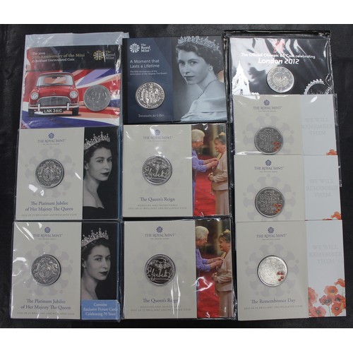 255 - An assortment of £5 coins (10) comprising 2022 Platinum Jubilee (2), 2022 Honours and Investitures (... 