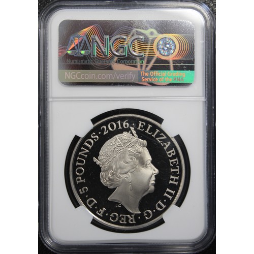 248 - NGC PF68 Ultra Cameo 2016 £5 coin, Elizabeth II. Struck to commemorate Her 90th Birthday. nFDC. *** ... 