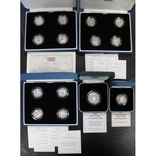 243 - Silver proof & silver proof piedfort £1 & £2 coins (14) comprising 1993 £1, 1994 £2, 2000-20... 