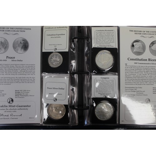 342 - USA, The History of the United States Silver Coin collection. An album of 14 coin from 1893 Columbia... 