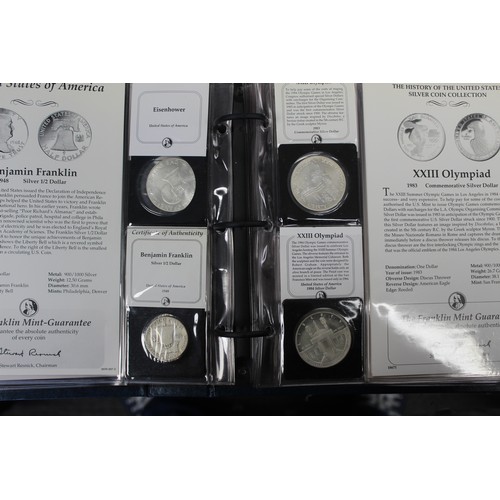 342 - USA, The History of the United States Silver Coin collection. An album of 14 coin from 1893 Columbia... 