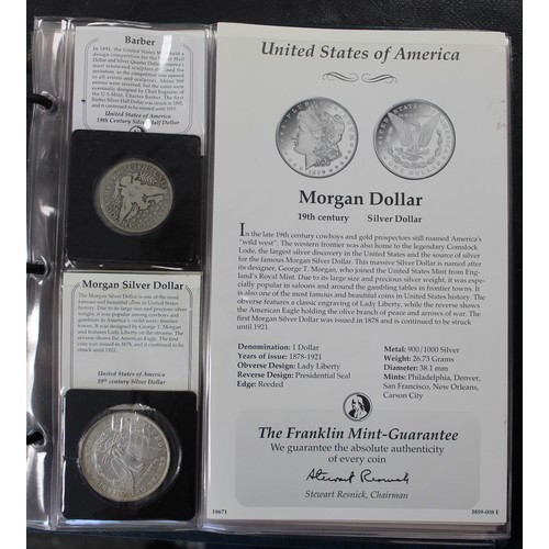 342 - USA, The History of the United States Silver Coin collection. An album of 14 coin from 1893 Columbia... 