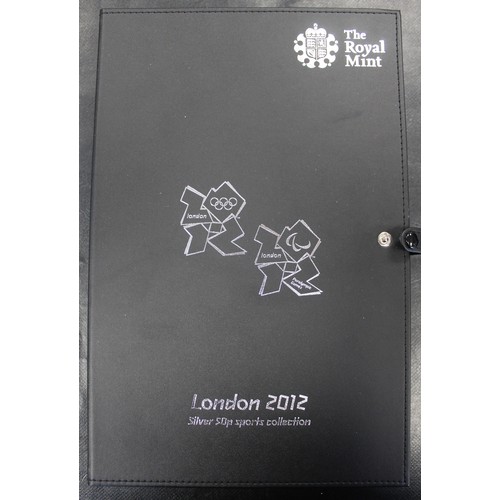 232 - 2012 London Olympic silver 50p collection in Royal Mint case and comprising the full set of 29 coins... 