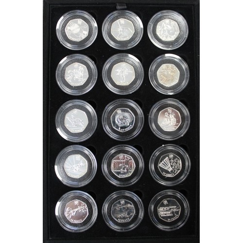 232 - 2012 London Olympic silver 50p collection in Royal Mint case and comprising the full set of 29 coins... 