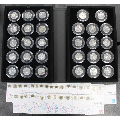 232 - 2012 London Olympic silver 50p collection in Royal Mint case and comprising the full set of 29 coins... 