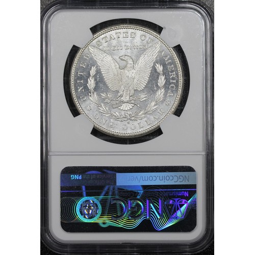 333 - USA, NGC MS62, 1881-S Morgan Dollar. San Francisco mint. Lustrous, the reverse somewhat proof-like. ... 