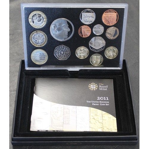 267 - 2011 Royal Mint 14-coin proof set including Mary Rose & King James Bible £2 and Prince Philip 90... 