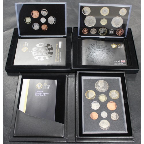 281 - Royal Mint proof sets (3) comprising 2008 11-coin set with Elizabeth I £5 coin, 2008 7-coin Shield o... 