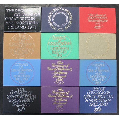 271 - Royal Mint proof sets (12) comprising 1971, 1972, 1973, 1974, 1975, 1976, 1977 (2), 1980 (2), 1981 &... 