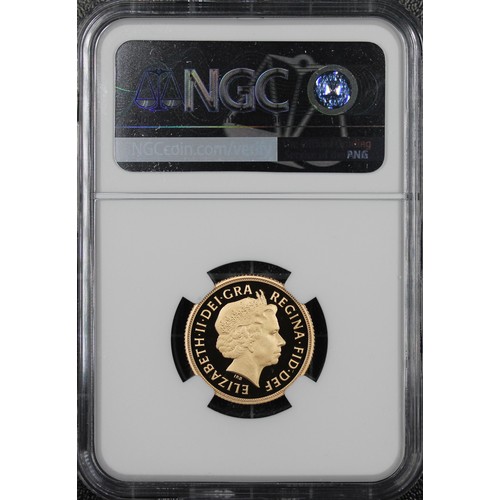 200 - NGC PF70 Ultra Cameo 2015 Proof sovereign, Elizabeth II. Fourth obverse portrait by Ian Rank-Broadle... 