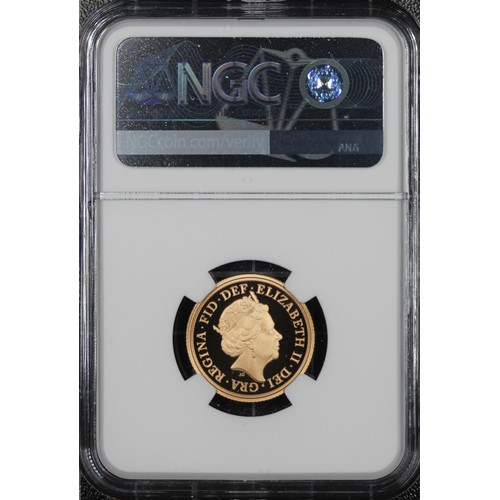 206 - NGC PF70 Ultra Cameo 2022 Proof sovereign, Elizabeth II. Platinum Jubilee special reverse design by ... 