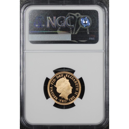 205 - NGC PF70 Ultra Cameo 2021 Proof sovereign, Elizabeth II. Crowned 95 privy in exergue celebrating the... 