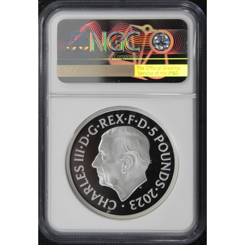 233 - NGC PF69 Ultra Cameo 2023 Dame Shirley Bassey 2oz silver proof £5, Charles III. Part of the Music Le... 