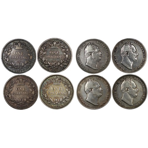 109 - William IV bare bust shillings (4), a full date run from 1834 to 1837. Occasionally cleaned and aver... 